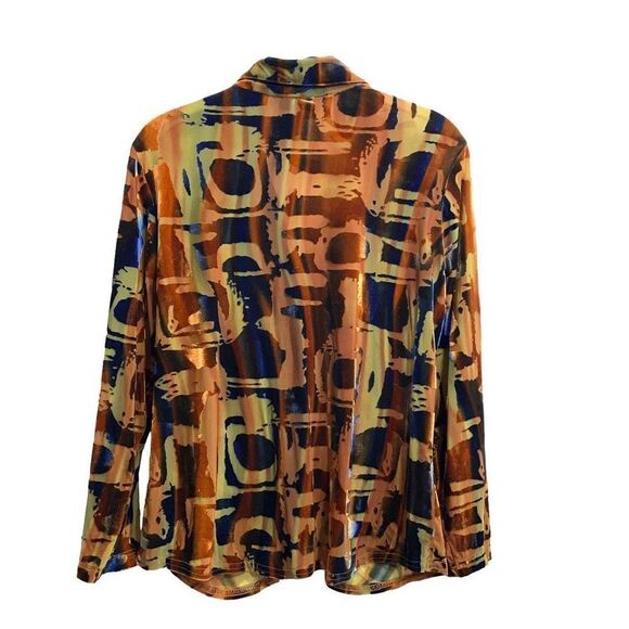 Sno Skins burnt velvet button up ruched shirt blouse Size XL - Picture 6 of 6
